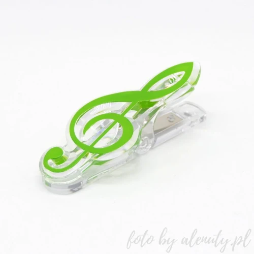 Spinacz klips do nut zielony klucz wiolinowy