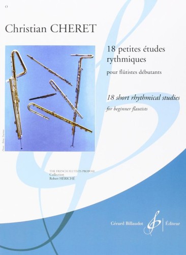 Christian Cheret: 18 Petites Etudes Rythmiques pour flutistes debutants - 18 krótkich etiud rytmicznych - nuty na flet poprzeczny dla początkujących