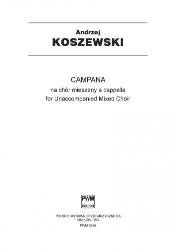 Andrzej Koszewski: Campana na chór mieszany a cappella (partytura chóralna)
