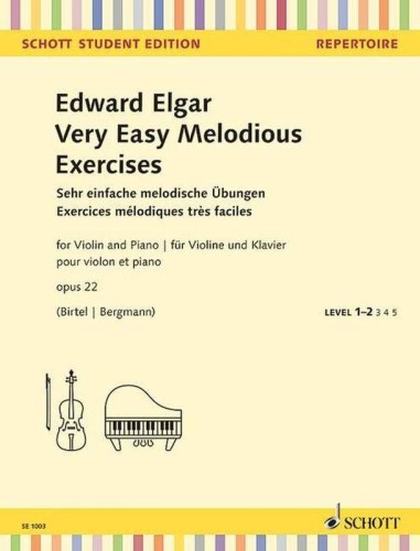 Edward Elgar: Very Easy Melodious Exercises op. 22 - bardzo łatwe ćwiczenia melodyczne - nuty na skrzypce i fortepian
