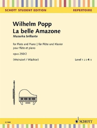 Wilhelm Popp: La belle Amazone op. 250 nr 2 - Mazurka brillante - nuty na flet poprzeczny i fortepian