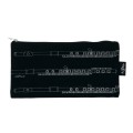 Piórnik materiałowy prostokątny czarny srebrny flet poprzeczny 24x12.5cm zapinany na zamek
