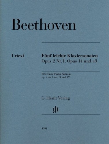 Ludwig van Beethoven: Five Easy Piano Sonatas op. 2, op. 14, op. 49 - 5 łatwych sonat fortepianowych - nuty na fortepian