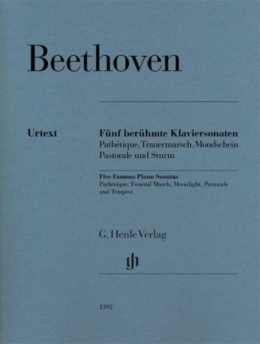 Ludwig van Beethoven: Five Famous Piano Sonatas op. 13, op. 26, op. 27, op. 28, op. 31 - 5 najbardziej znanych sonat fortepianowych - nuty na fortepian