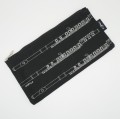 Piórnik materiałowy prostokątny czarny srebrny flet poprzeczny 24x12.5cm zapinany na zamek