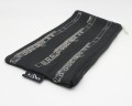 Piórnik materiałowy prostokątny czarny srebrny flet poprzeczny 24x12.5cm zapinany na zamek