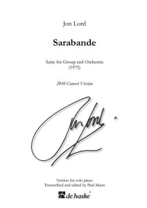 Jon Lord: Sarabande suite for Group and Orchestra 1975 - version for solo piano - Paul Mann - nuty na fortepian