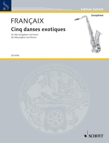 Jean Francaix: Cinq Danses Exotiques - 5 tańców egzotycznych - nuty na saksofon altowy i fortepian