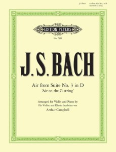 Jan Sebastian Bach: Air on th G string for violin and piano - Arthur Campbell - Aria na strunie G z suity nr 3 D-dur BWV1068 - nuty na skrzypce i fortepian