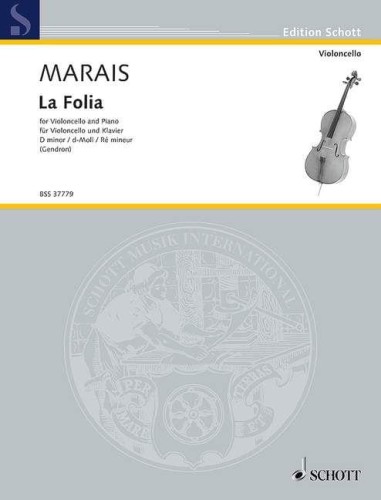 Marin Marais: La Folia d-moll for Violoncello and Piano - Maurice Gendron - temat i wariacje - nuty na wiolonczelę i fortepian