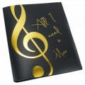 Segregator na nuty ze złotym kluczem wiolinowym i napisem All I Need Is Music format A4 zawiera 20 folijek