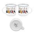 Muzyczny biały kubek porcelanowy ozdobiony miniaturami gitar elektrycznych pojemność 350 ml pudełko prezentowe