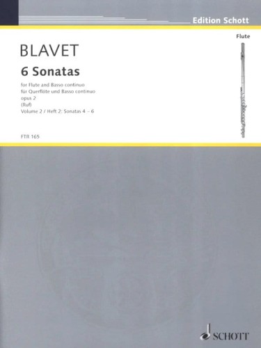 Michel Blavet: 6 Sonatas op. 2 for Flute and Basso continuo Volume 2 - Sonaty 4-6 - nuty na flet poprzeczny i fortepian