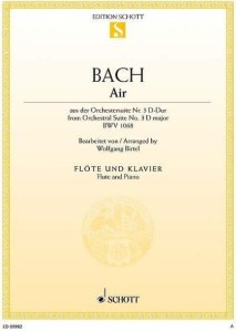 Jan Sebastian Bach: Air for flute and piano - Wolfgang Birtel - Aria na strunie G z 3 suity orkiestrowej D-dur BWV1068 - nuty na flet poprzeczny i fortepian