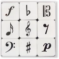 Magnesy symbole muzyczne - zestaw 9 sztuk biało-czarnych magnesów
