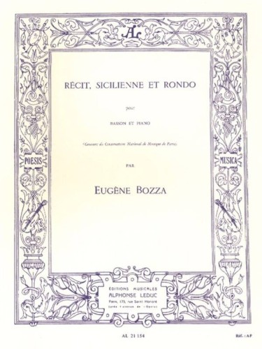 Eugene Bozza: Recit, Sicilienne et Rondo pour Basson et Piano - nuty na fagot i fortepian