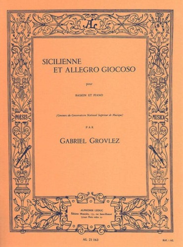 Gabriel Grovlez: Sicilienne et Allegro Giocoso pour Basson et Piano - nuty na fagot i fortepian