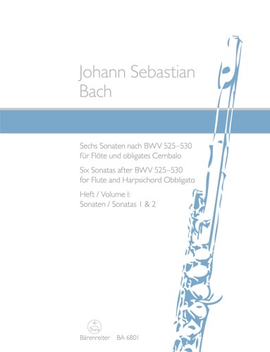 Jan Sebastian Bach: Six Sonatas after BWV 525-530 for Flute and Harpsichord Obbligato - Tom 1 sonata 1 i 2 - nuty na flet poprzeczny i klawesyn