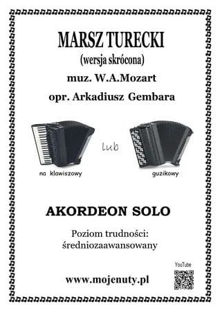 Marsz turecki - Wolfgang Amadeus Mozart - nuty na akordeon solo klawiszowy lub guzikowy
