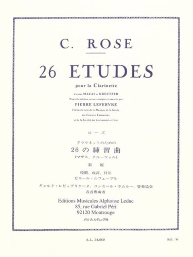 Cyrille Rose: 26 Etudes pour la Clarinette d'apres Mazas et Kreutzer - Pierre Lefebvre - dwadzieścia sześć etiud - nuty na klarnet