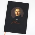 Notes A5 czarny w linie wizerunek i autograf Fryderyka Chopina zamykany na gumkę