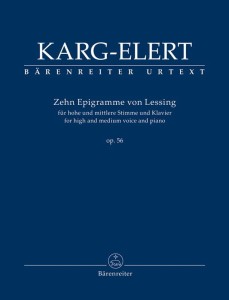 Sigfrid Karg-Elert: Zehn Epigramme von Lessing op. 56 - 10 epigramów - nuty na głos wysoki i średni z fortepianem
