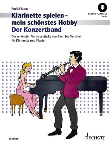 Klarinette spielen mein schonstes Hobby - Konzertband - Rudolf Mauz (+ audio online) - nuty na klarnet z fortepianem