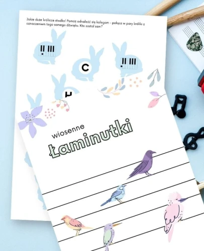 Wiosenne Łaminutki - arkusze z ćwiczeniami muzycznymi dla dzieci - poziom początkujący dźwięki c1 do c2