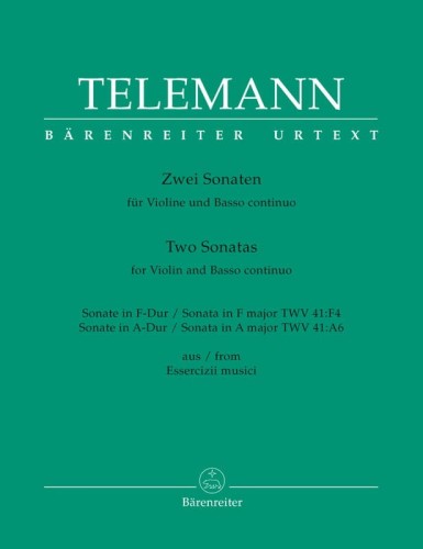 Georg Philipp Telemann: Two Sonatas for Violin and Basso continuo from Essercizii musici - Dwie sonaty F-dur i A-dur - nuty na skrzypce i fortepian