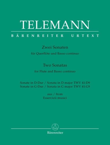 Georg Philipp Telemann: Two Sonatas for Flute and Basso continuo from Essercizii musici - Dwie sonaty D-dur i G-dur - nuty na flet poprzeczny i fortepian