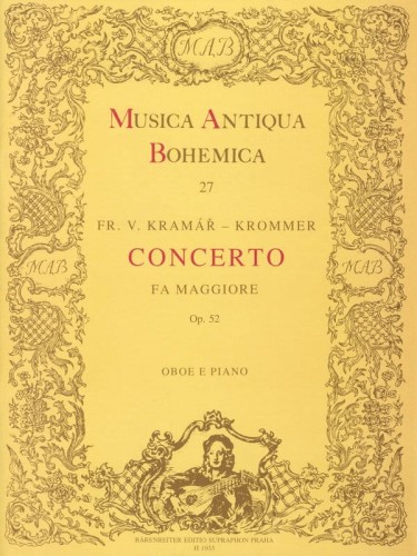 Franz Vincenz Krommer (Kramar): Concerto Fa Maggiore per Oboe e piano op. 52 - koncert obojowy F-Dur - nuty na obój z fortepianem