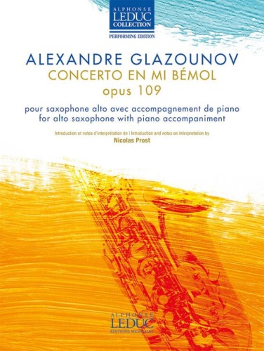Aleksandr Głazunow (Glazunov): Concerto en Mi bemol pour saxophone alto et piano - koncert Es-dur op. 109 - nuty na saksofon altowy i fortepian
