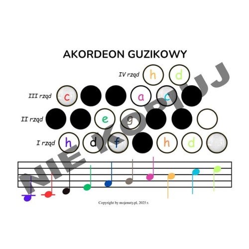 Klawiatura na akordeon guzikowy - w kolorze, zalaminowana