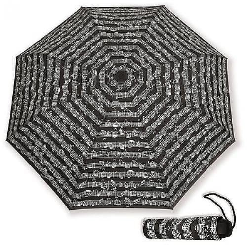 Mały czarno-biały parasol składany z nutami Bacha - średnica 80-85cm - pokrowiec