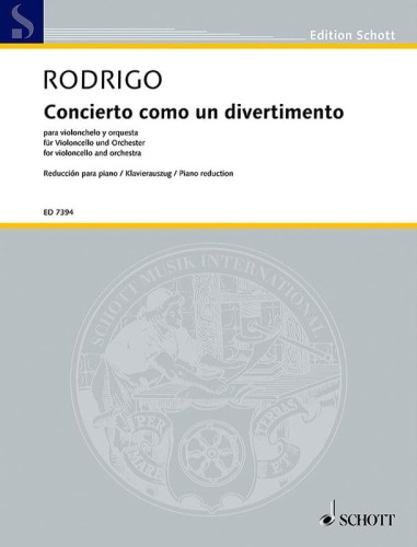 Joaquin Rodrigo: Concierto como un divertimento fur Violoncello und Orchester (Piano reduction) - nuty na wiolonczelę z fortepianem