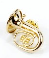 Przypinka tuba - złoty miniaturowy instrument w pudełku prezentowym - wpinka 2,5 cm