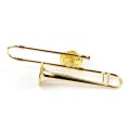 Przypinka puzon - złoty miniaturowy instrument w pudełku prezentowym - wpinka 5,5 cm