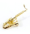 Przypinka saksofon - złoty miniaturowy instrument w pudełku prezentowym - wpinka 6 cm