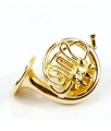 Przypinka waltornia róg - złoty miniaturowy instrument w pudełku prezentowym - wpinka 2,5 cm
