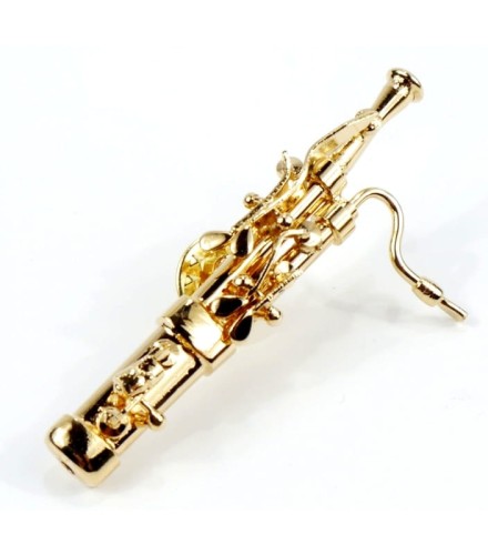 Przypinka fagot - złoty miniaturowy instrument w pudełku prezentowym - wpinka 6 cm