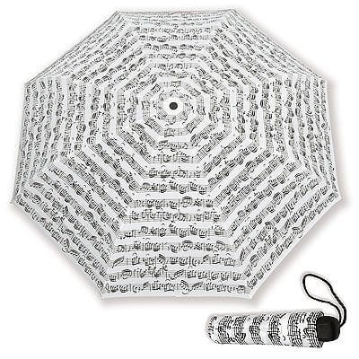 Mały biało-czarny parasol składany z nutami Bacha - średnica 80-85cm - pokrowiec