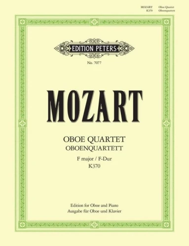 Wolfgang Amadeus Mozart: Oboenquartett F-Dur KV 370 - Oboe Quartet - nuty na obój z fortepianem - Peter Hodgson