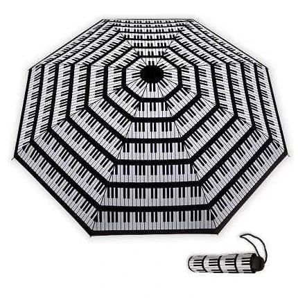 Mały parasol składany z motywem klawiatury fortepianowej - średnica 80-85cm - pokrowiec