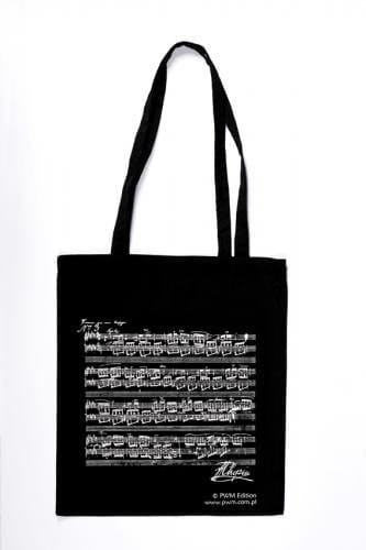 Czarna torba na ramię z motywem nut Chopina z długimi uchwytami 38x42 cm