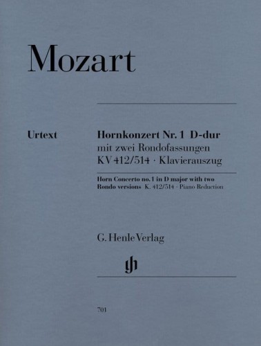 Wolfgang Amadeus Mozart: Horn Concerto no. 1 D major KV 412 / 514 - koncert waltorniowy - nuty na waltornię (róg) z fortepianem