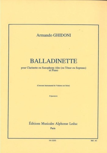 Armando Ghidoni: Balladinette pour Clarinette ou Saxophone Alto (ou Tenor ou Soprano) et Piano - nuty na klarnet lub saksofon z fortepianem
