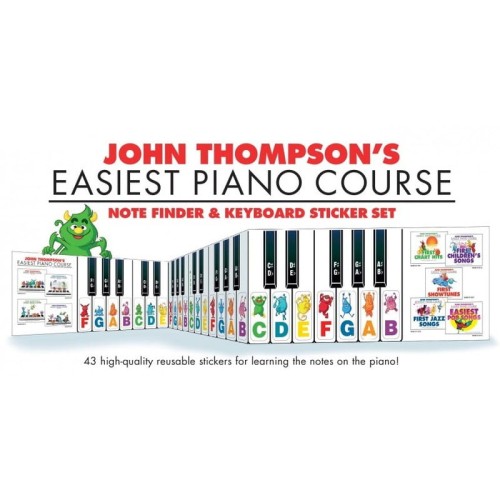 John Thompson's Easiest Piano Course: Note Finder and Keyboard Sticker set - 43 naklejki na klawisze fortepianu do nauki gry na pianinie