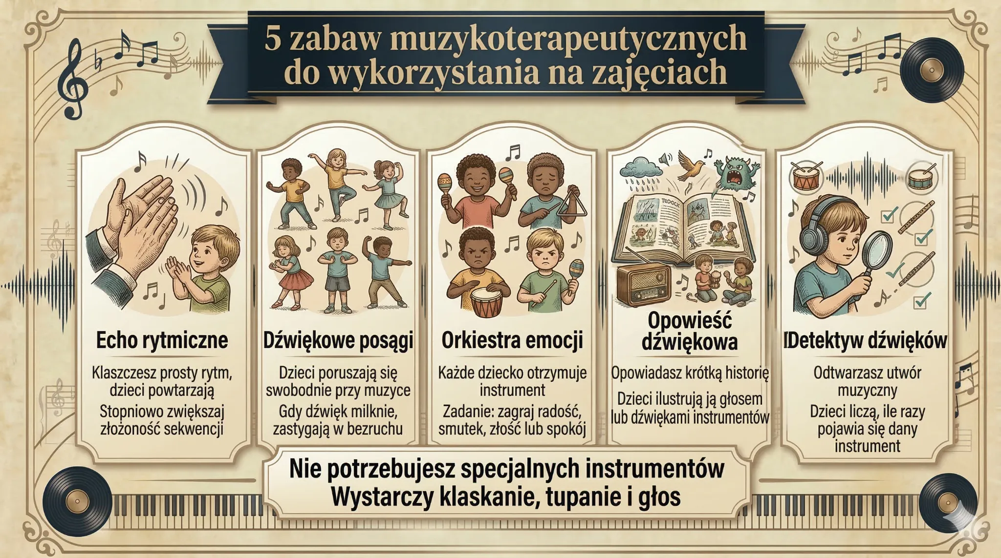 5 zabaw muzykoterapeutycznych do wykorzystania na zajęciach