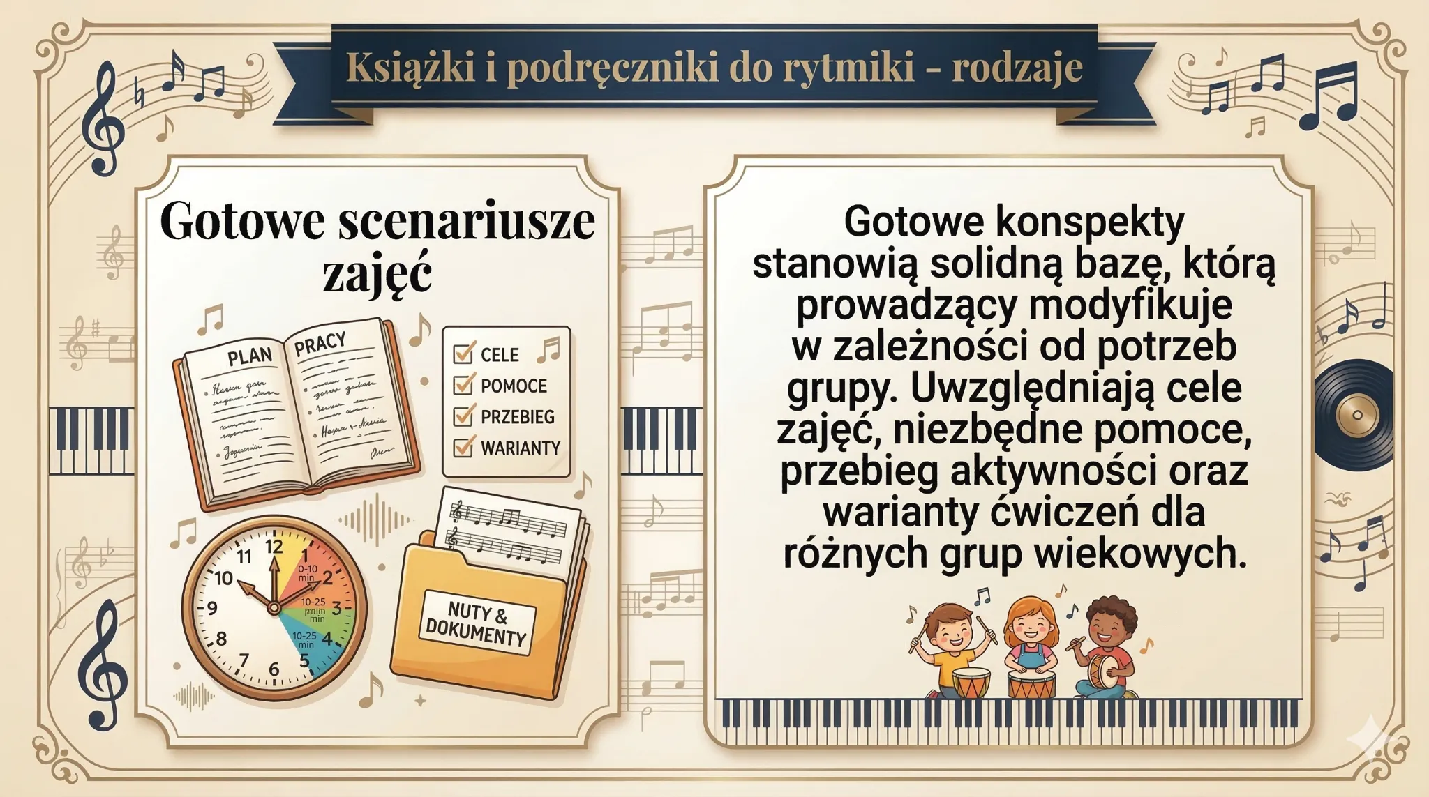 Książki i podręczniki do rytmiki - rodzaje - gotowe scenariusze i zajęć
