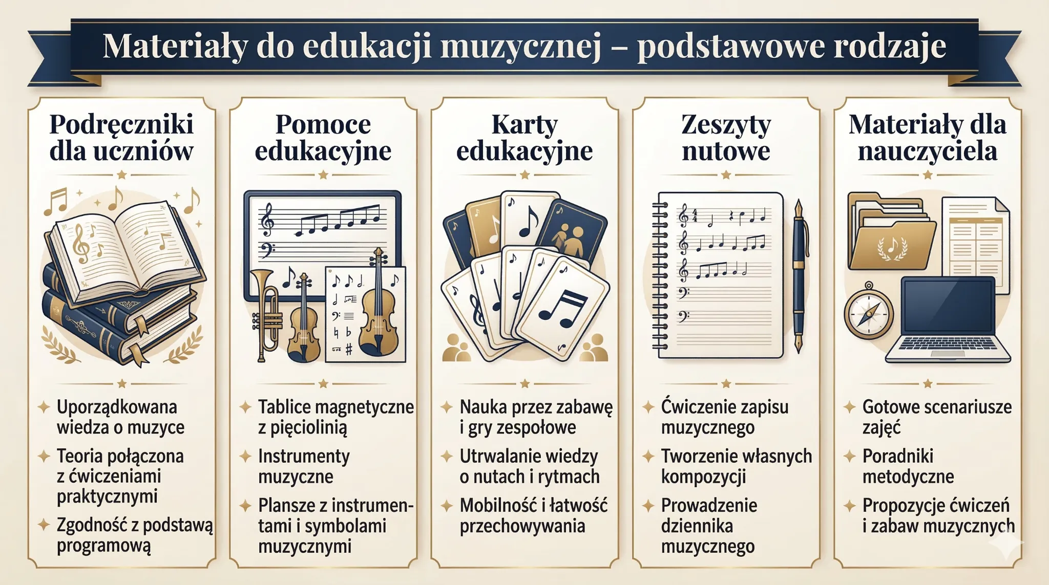 Materiały do edukacji muzycznej - podstawowe rodzaje